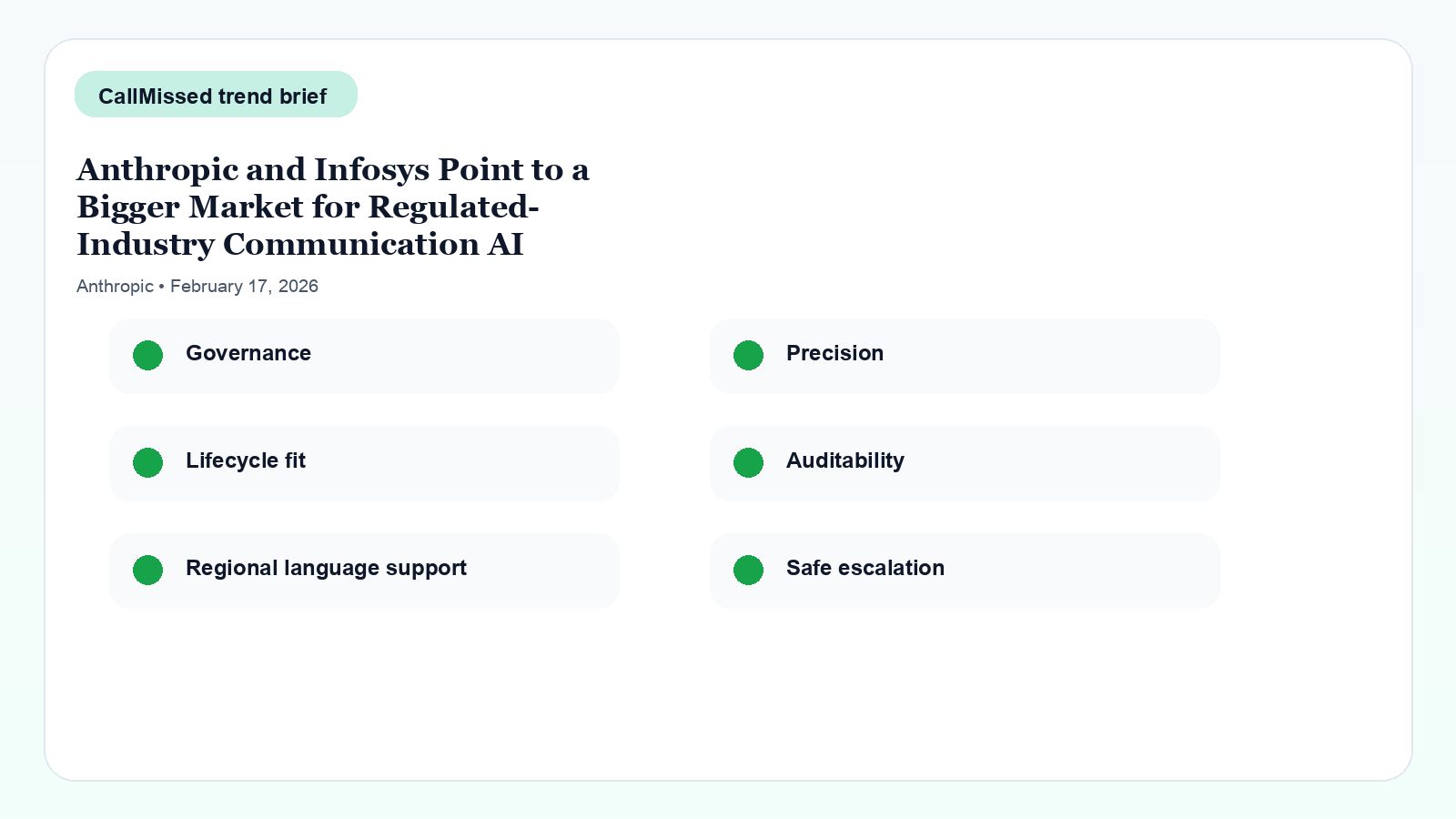 Infographic for Anthropic and Infosys Point to a Bigger Market for Regulated-Industry Communication AI